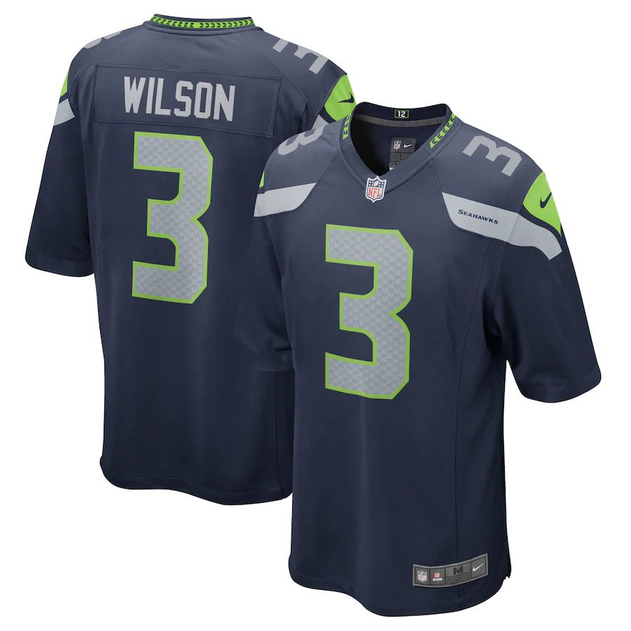 Men Seattle Seahawks #3 Russell Wilson Nike College Navy Game Team NFL Jersey->seattle seahawks->NFL Jersey